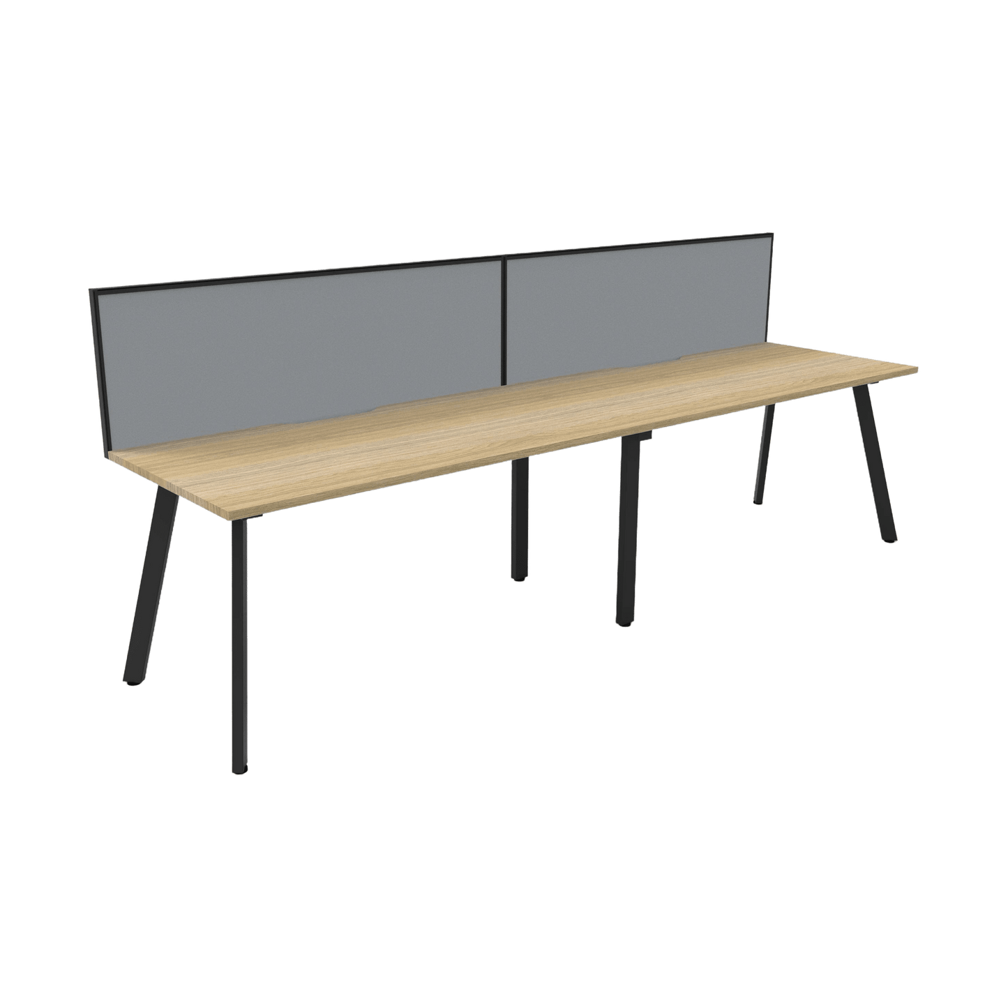 Eternity 2 Person Single Sided Workstation with Screen in Natural Oak Multi-Person Desks