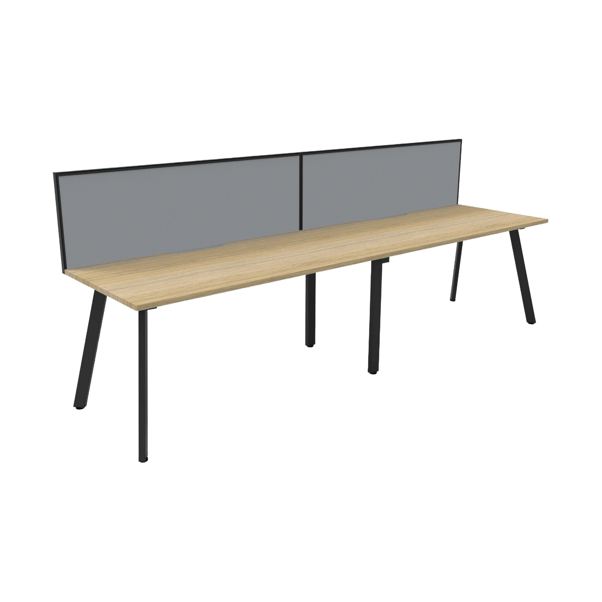 Eternity 2 Person Single Sided Workstation with Screen in Natural Oak Multi-Person Desks