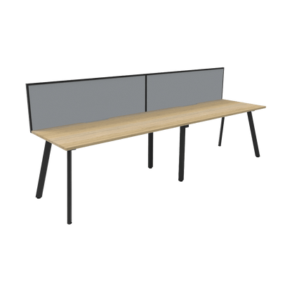 Eternity 2 Person Single Sided Workstation with Screen in Natural Oak Multi-Person Desks