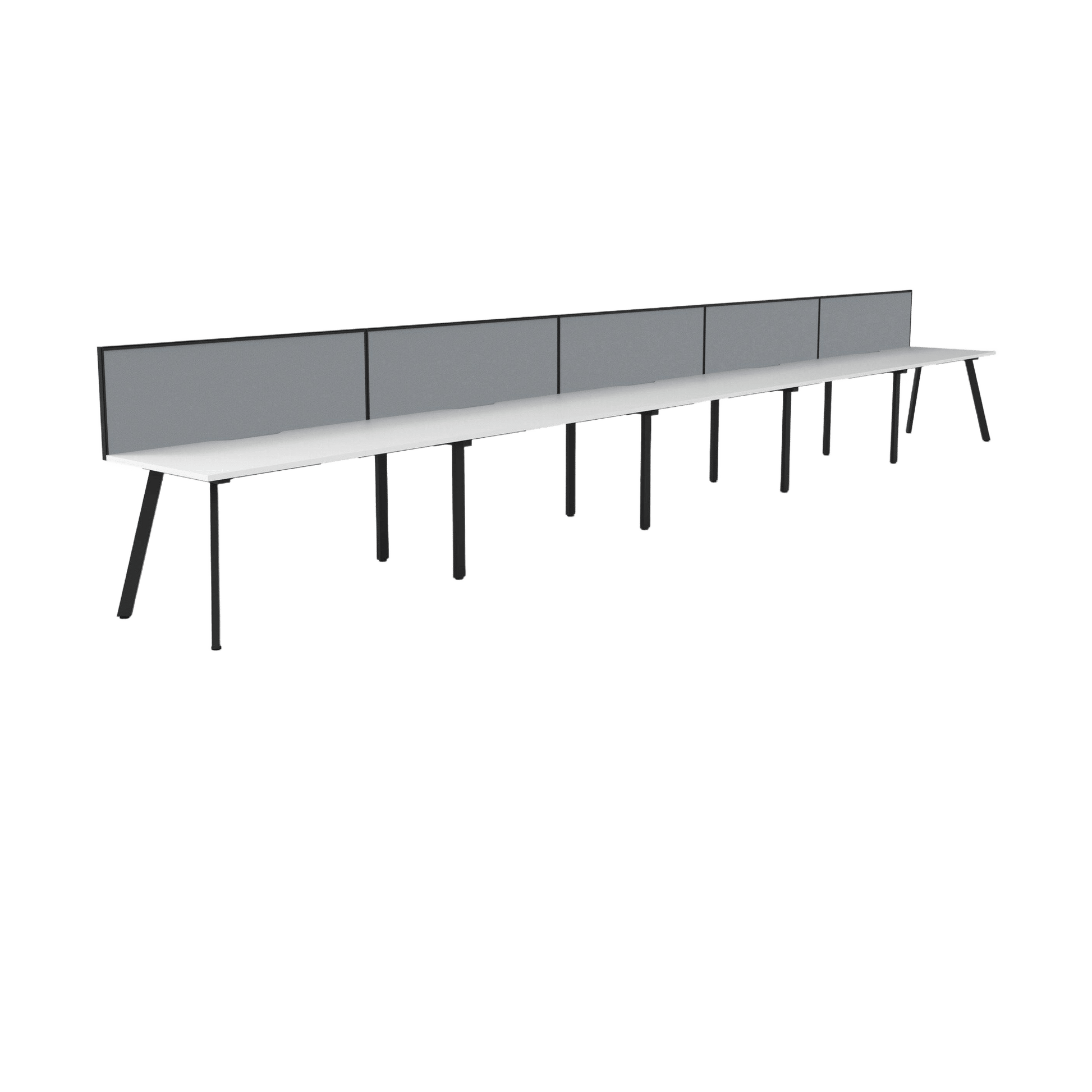 Eternity 5 Person Single Sided Workstation with Screens White Worktop Multi-Person Desks