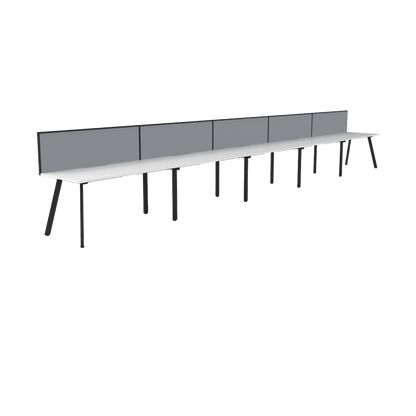 Eternity 5 Person Single Sided Workstation with Screens White Worktop Multi-Person Desks