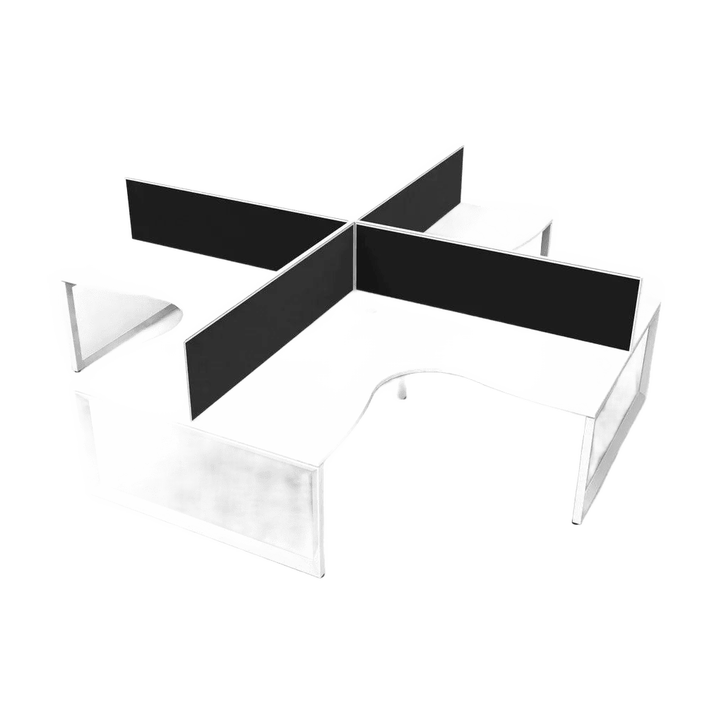 Deluxe Loop 4 Person Corner Workstation with Screens Multi-Person Desks
