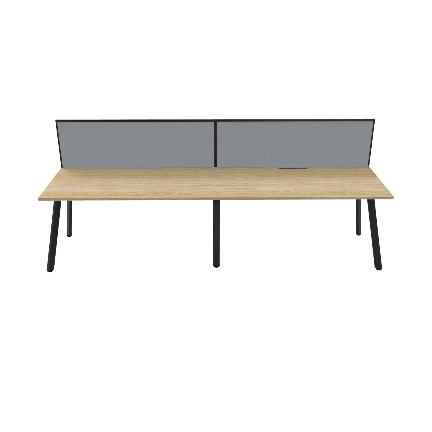 Eternity 2 Person Single Sided Workstation with Screen in Natural Oak Multi-Person Desks