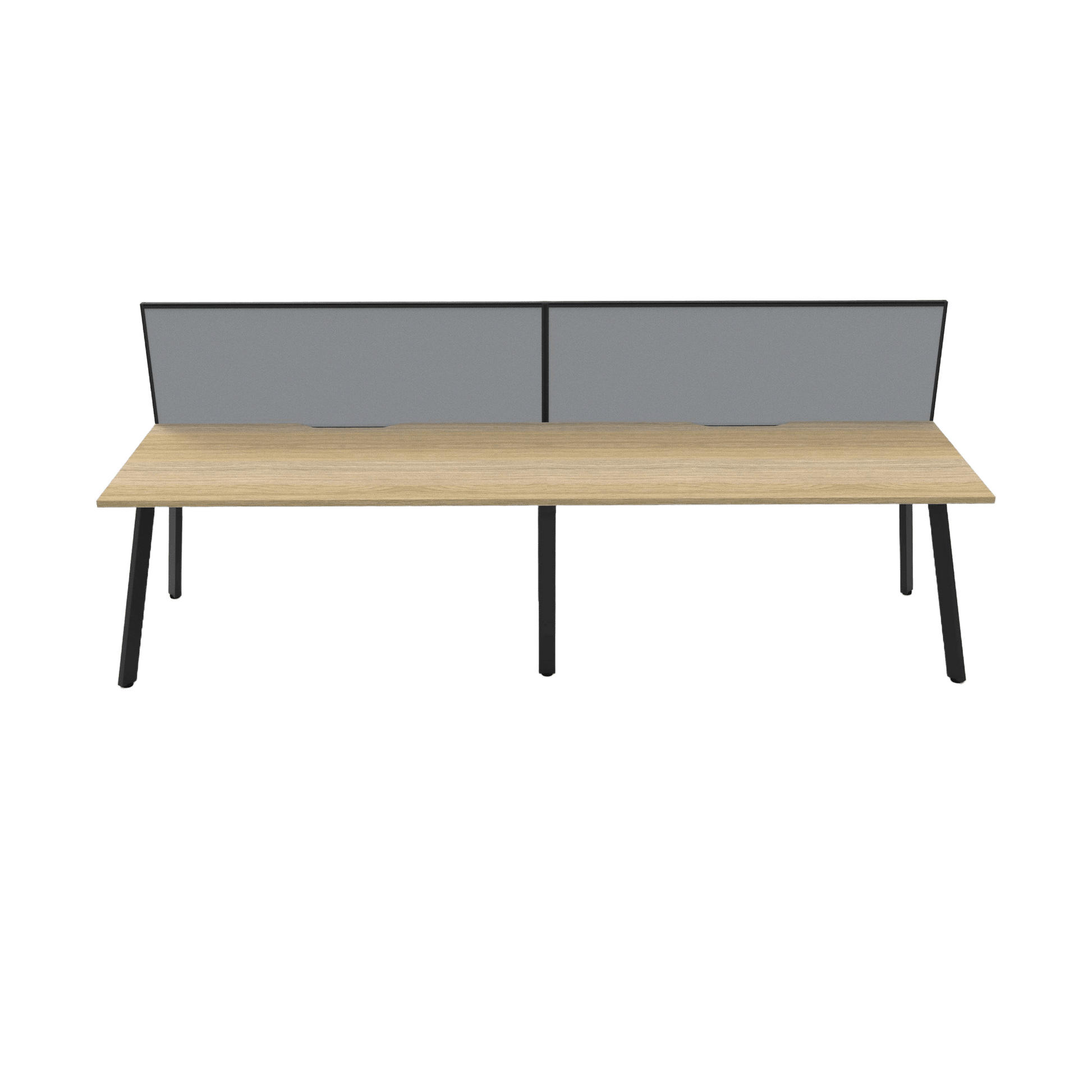 Eternity 2 Person Single Sided Workstation with Screen in Natural Oak Multi-Person Desks