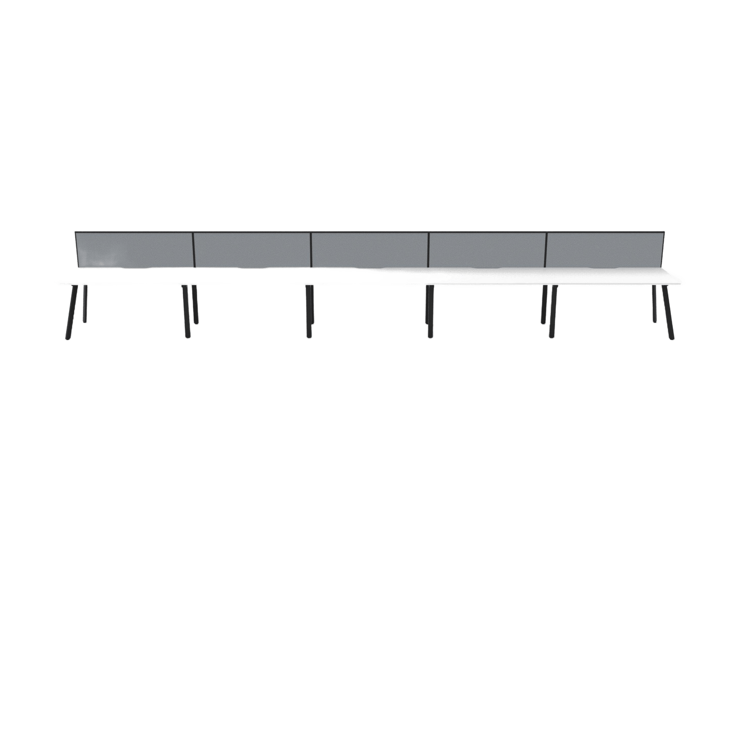 Eternity 5 Person Single Sided Workstation with Screens White Worktop Multi-Person Desks