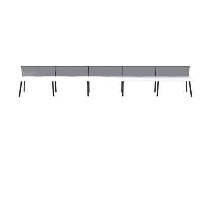 Eternity 5 Person Single Sided Workstation with Screens White Worktop Multi-Person Desks