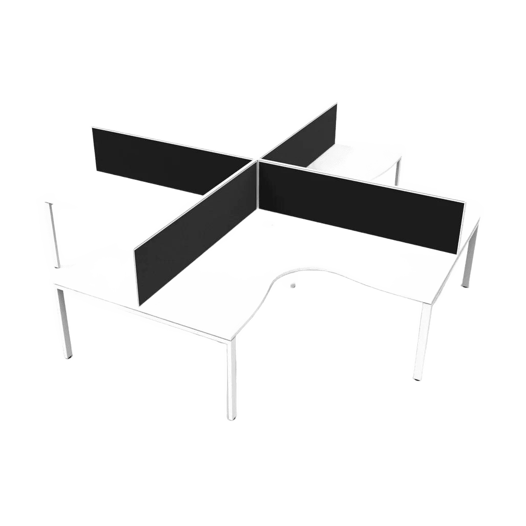 Deluxe Profile 4 Person Corner Workstation with Screens Multi-Person Desks