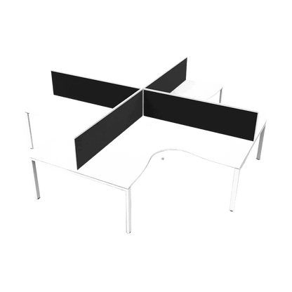Deluxe Profile 4 Person Corner Workstation with Screens Multi-Person Desks