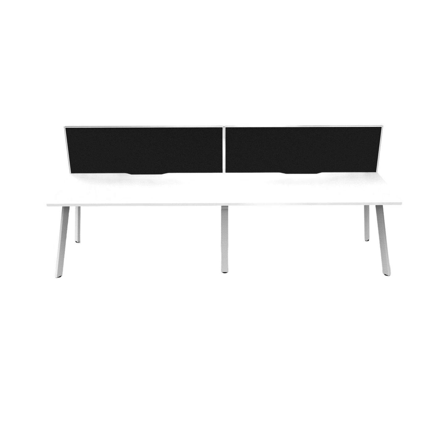 Eternity 2 Person Single Sided Workstation with Screen in White Multi-Person Desks