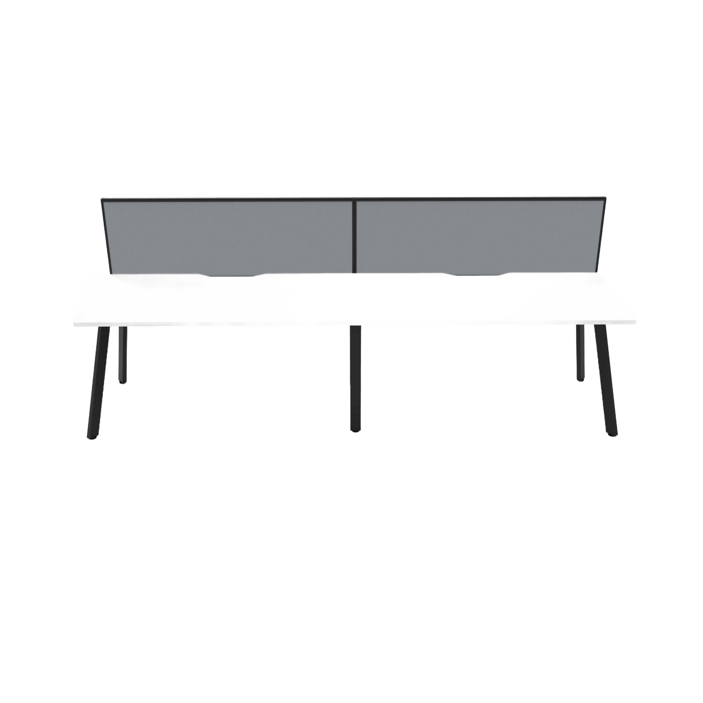 Eternity 2 Person Single Sided Workstation with Screen in White Multi-Person Desks