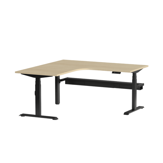 Klass Corner Height Adjustable Desk with Left-Hand Return and Cable Management Single Desks