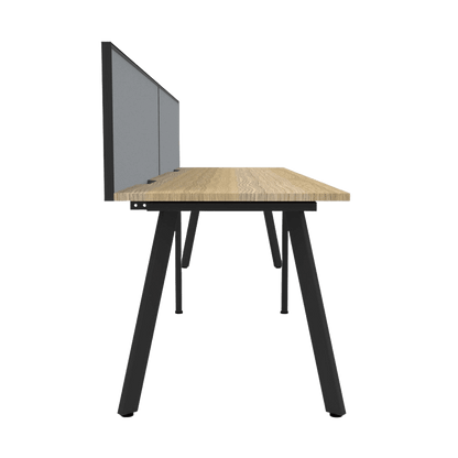 Eternity 2 Person Single Sided Workstation with Screen in Natural Oak Multi-Person Desks