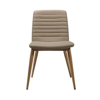 Pixel Padded 4 Leg Chair Brown Timber Look Metal Grey FXHouse Charcoal Fabric