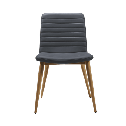 Pixel Padded 4 Leg Chair Brown Timber Look Metal Grey FXHouse Charcoal Fabric