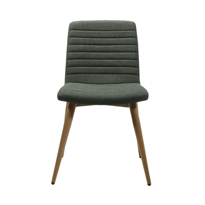 Pixel Padded 4 Leg Chair Brown Timber Look Metal Grey FXHouse Charcoal Fabric