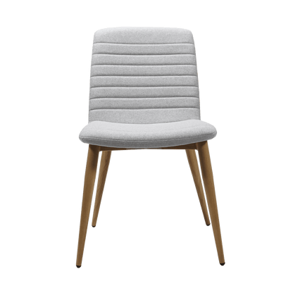 Pixel Padded 4 Leg Chair Brown Timber Look Metal Grey FXHouse Charcoal Fabric