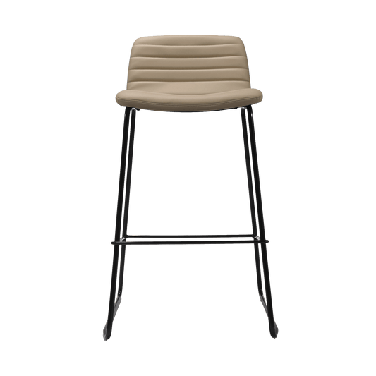 Pixel Sled Base Bar Stool Black Powdercoat Brown Almond PU