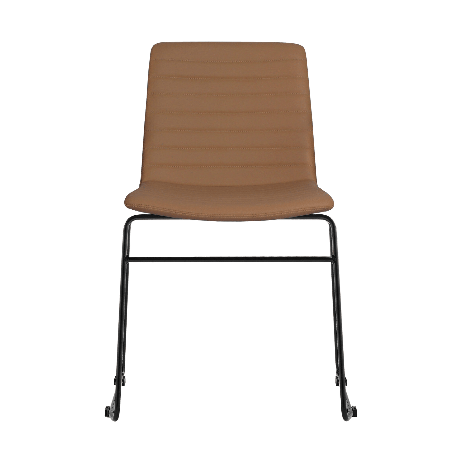 Pixel Sled Base Meeting Chair Amber PU Black - Office Furniture Company
