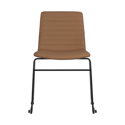 Pixel Sled Base Meeting Chair Amber PU Black - Office Furniture Company