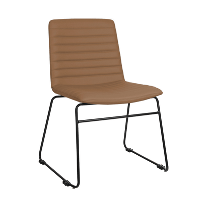 Pixel Sled Base Meeting Chair Amber PU Black - Office Furniture Company