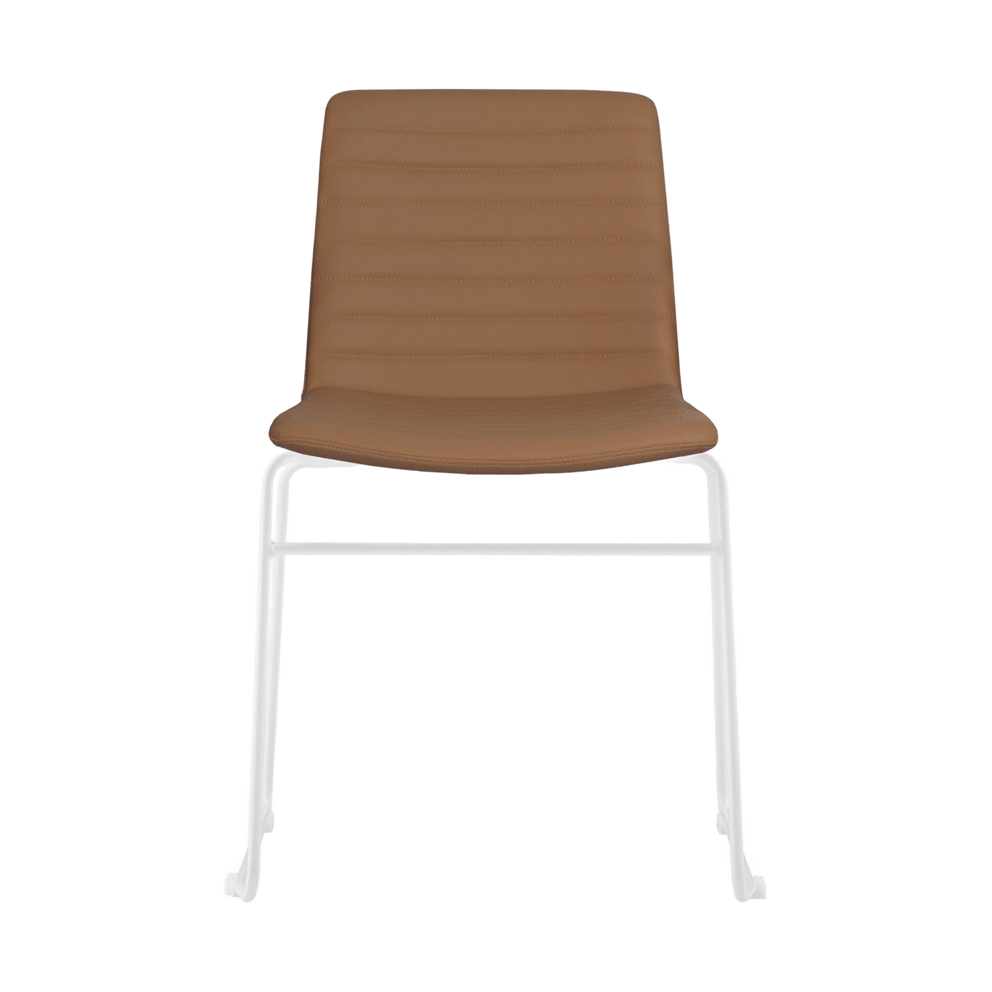 Pixel Sled Base Meeting Chair Amber PU White - Office Furniture Company