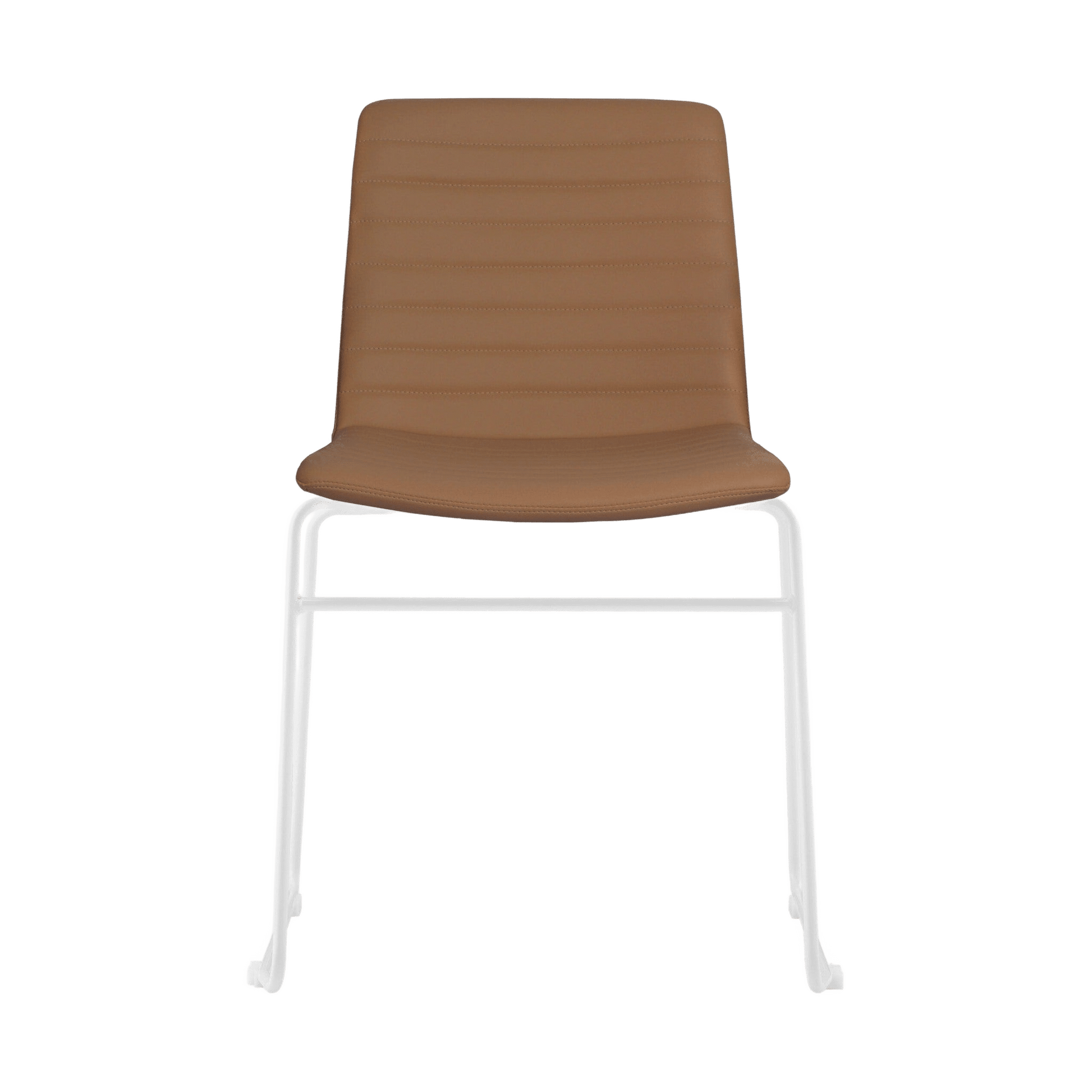 Pixel Sled Base Meeting Chair Amber PU White - Office Furniture Company