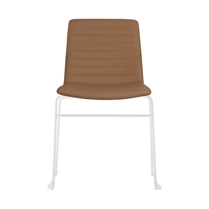 Pixel Sled Base Meeting Chair Amber PU White - Office Furniture Company