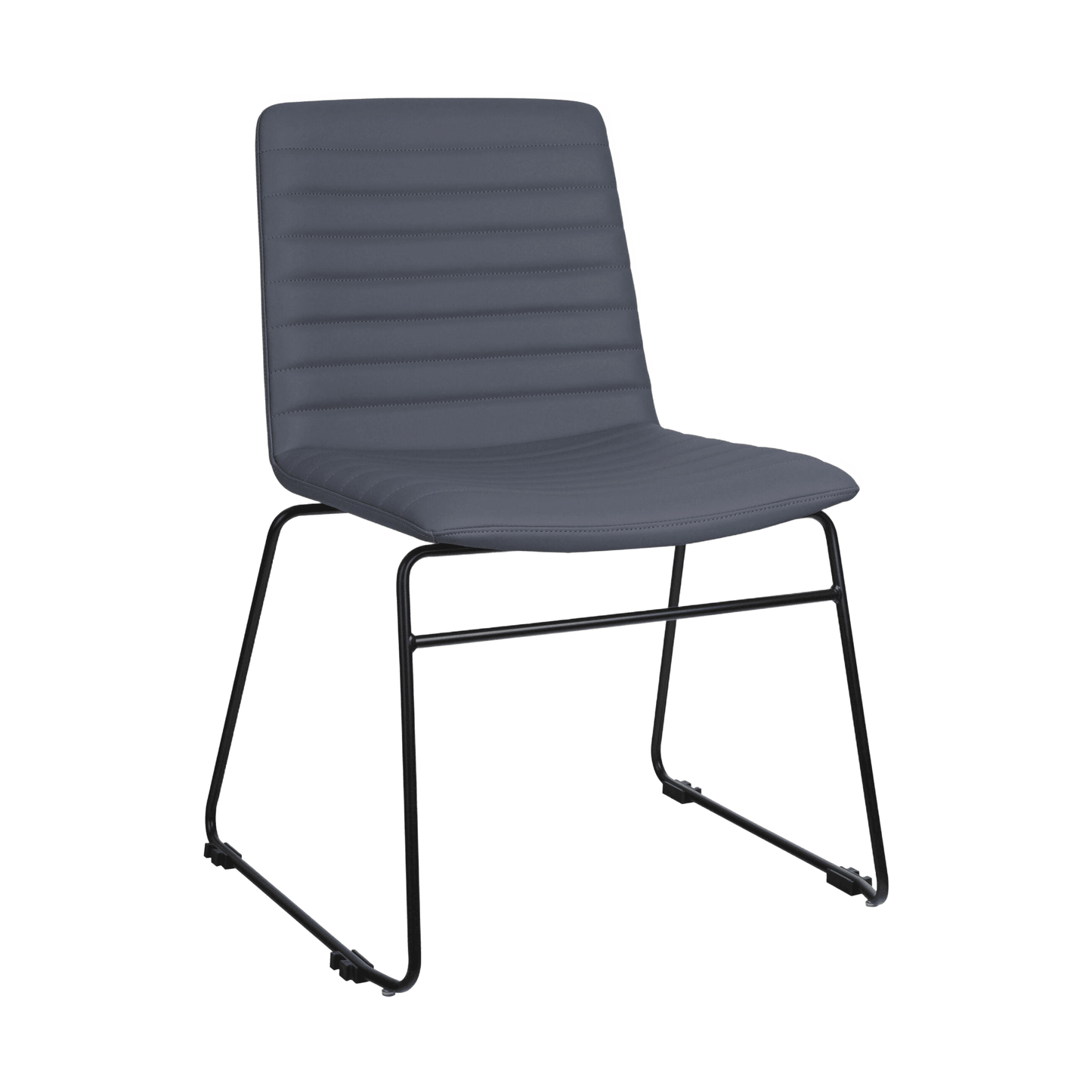 Pixel Sled Base Meeting Chair French Navy PU Black - Office Furniture Company