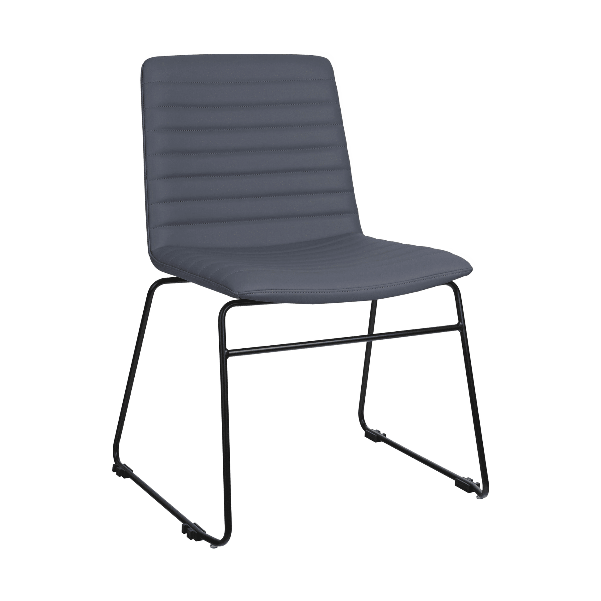 Pixel Sled Base Meeting Chair French Navy PU Black - Office Furniture Company