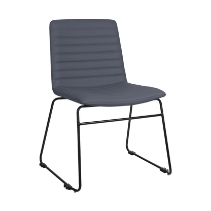 Pixel Sled Base Meeting Chair French Navy PU Black - Office Furniture Company
