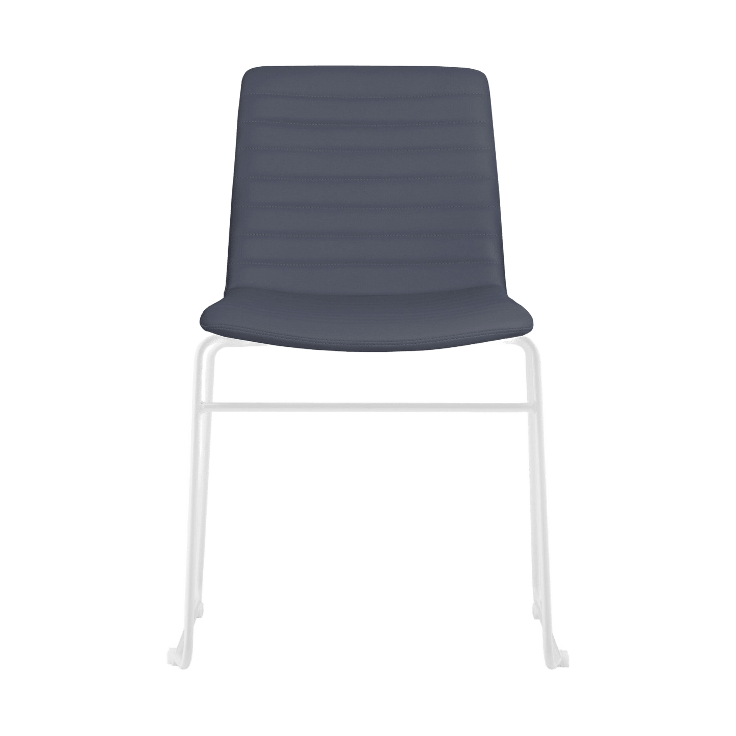 Pixel Sled Base Meeting Chair French Navy PU White - Office Furniture Company