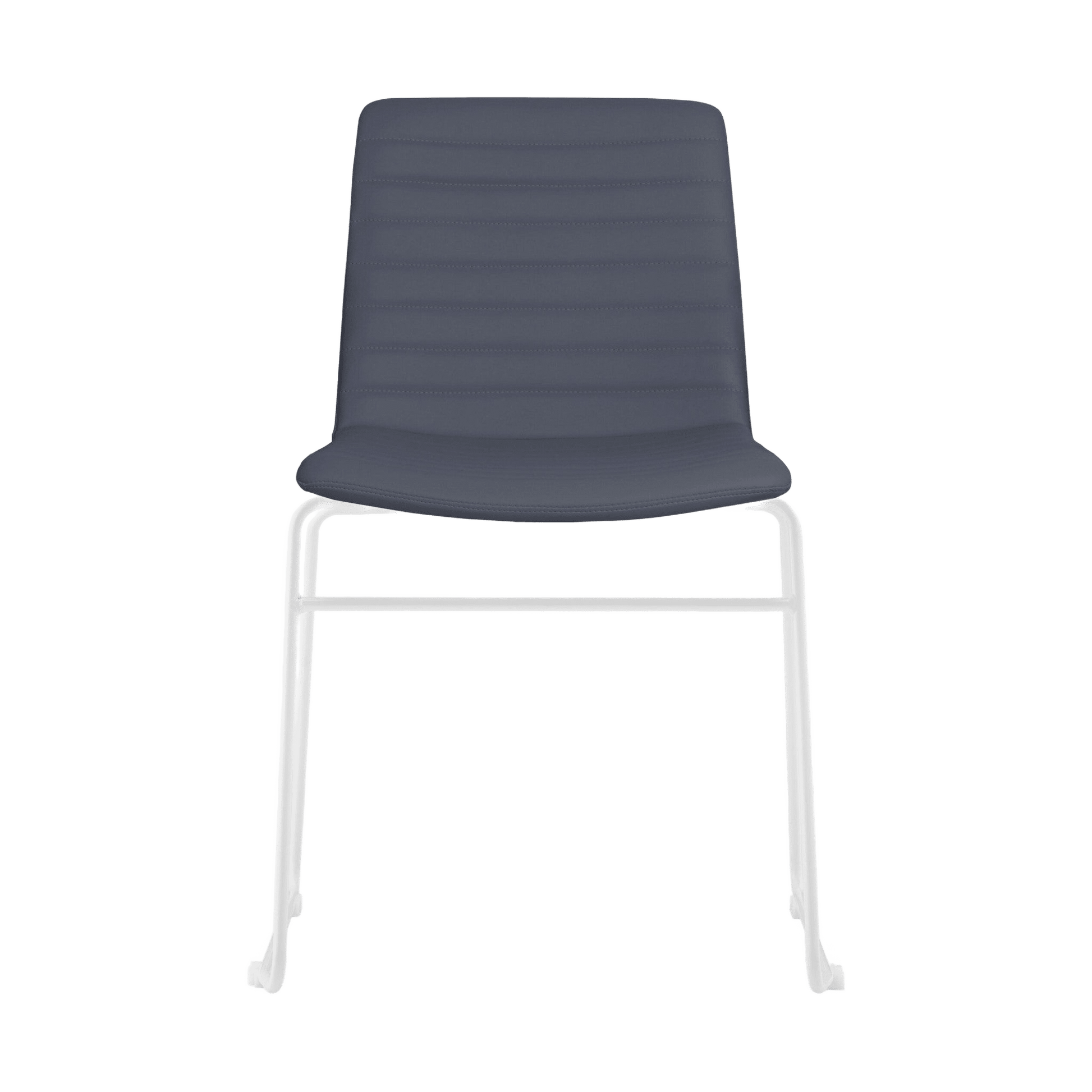 Pixel Sled Base Meeting Chair French Navy PU White - Office Furniture Company