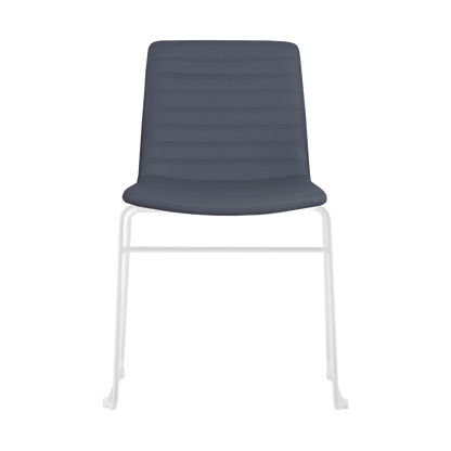 Pixel Sled Base Meeting Chair French Navy PU White - Office Furniture Company