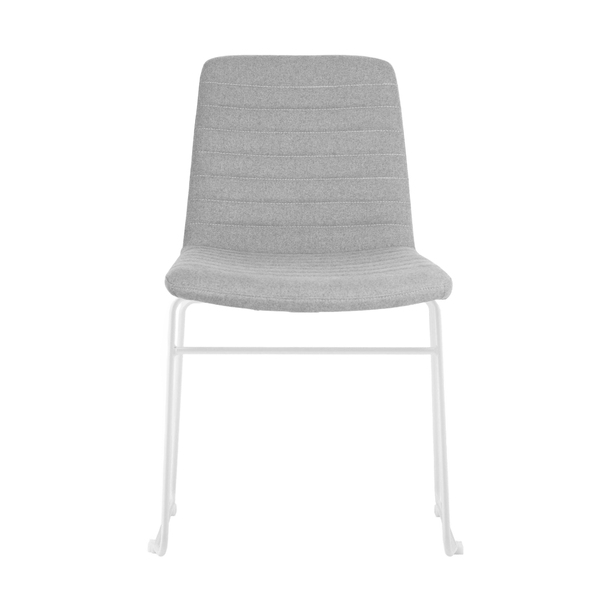 Pixel Sled Base Meeting Chair Light Grey Fabric White - Office Furniture Company