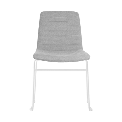 Pixel Sled Base Meeting Chair Light Grey Fabric White - Office Furniture Company