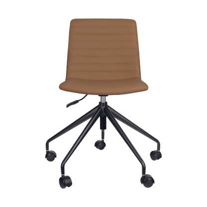 Pixel Swivel 5 Star Base Chair Amber PU Black No Arms - Office Furniture Company