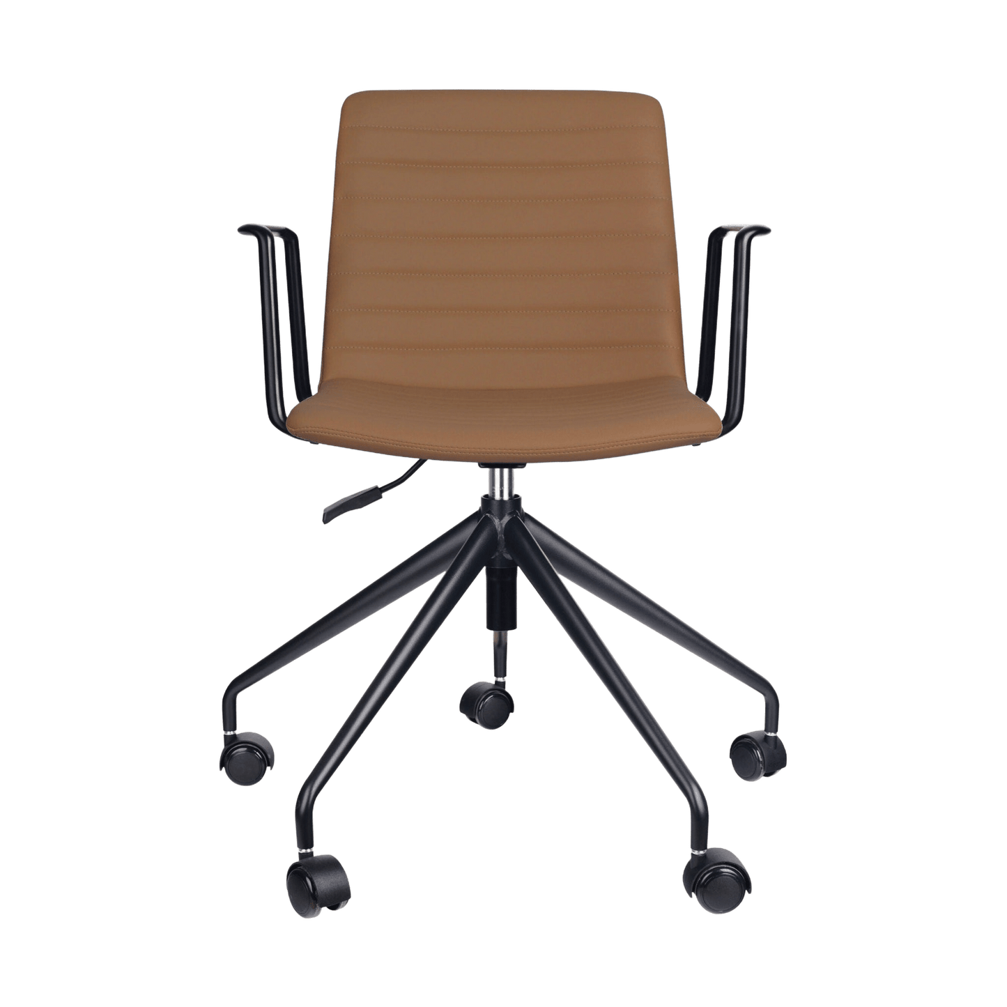Pixel Swivel 5 Star Base Chair Amber PU Black With Arms - Office Furniture Company