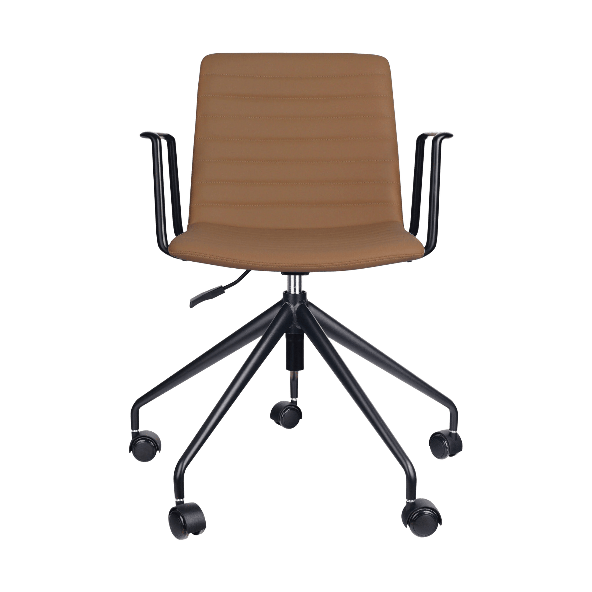 Pixel Swivel 5 Star Base Chair Amber PU Black With Arms - Office Furniture Company