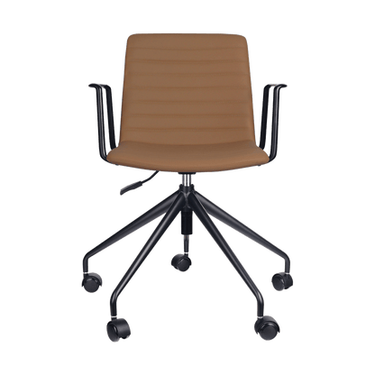 Pixel Swivel 5 Star Base Chair Amber PU Black With Arms - Office Furniture Company