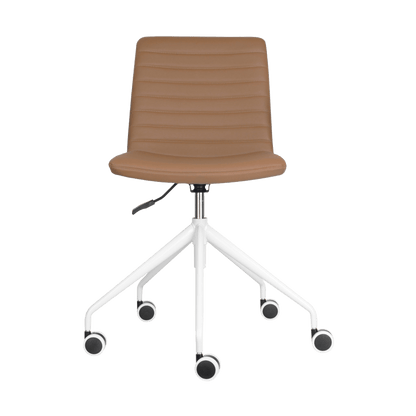 Pixel Swivel 5 Star Base Chair Amber PU White No Arms - Office Furniture Company