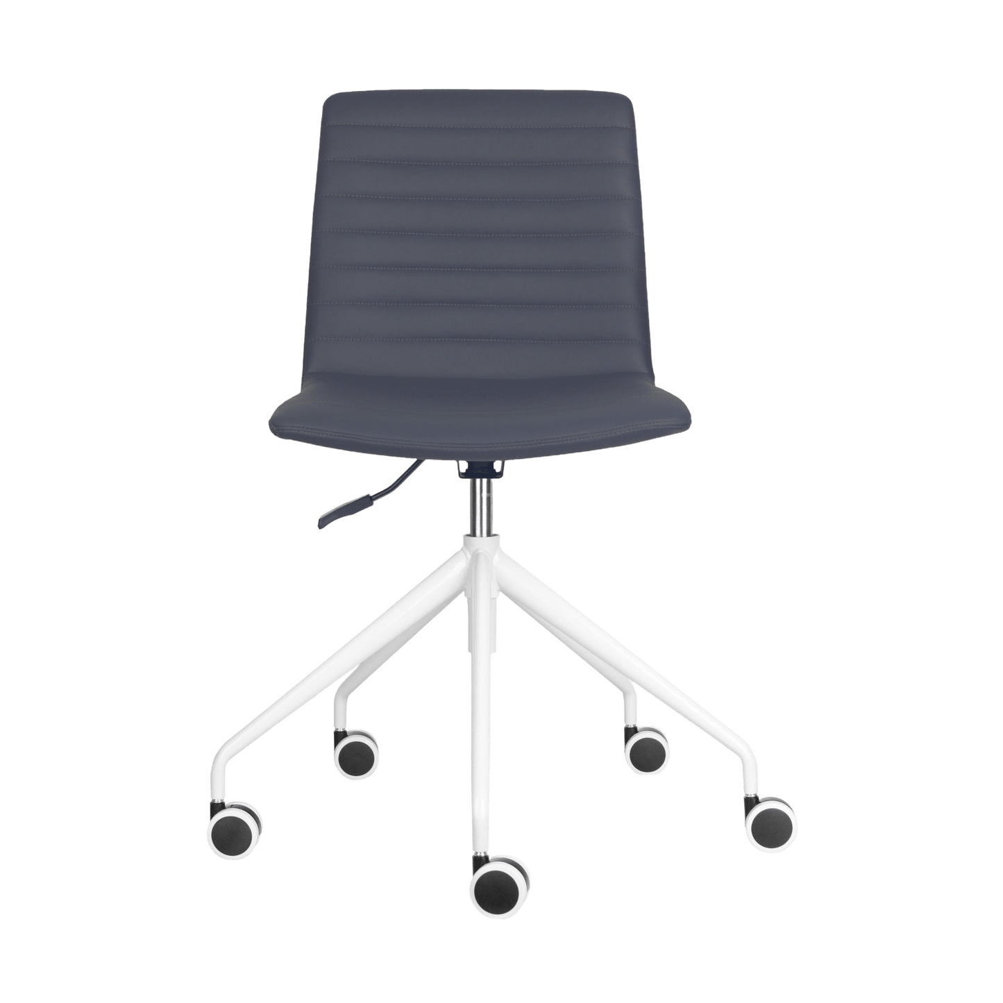 Pixel Swivel 5 Star Base Chair French Navy PU White No Arms - Office Furniture Company