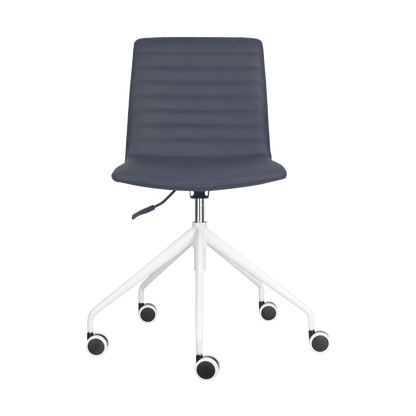 Pixel Swivel 5 Star Base Chair French Navy PU White No Arms - Office Furniture Company