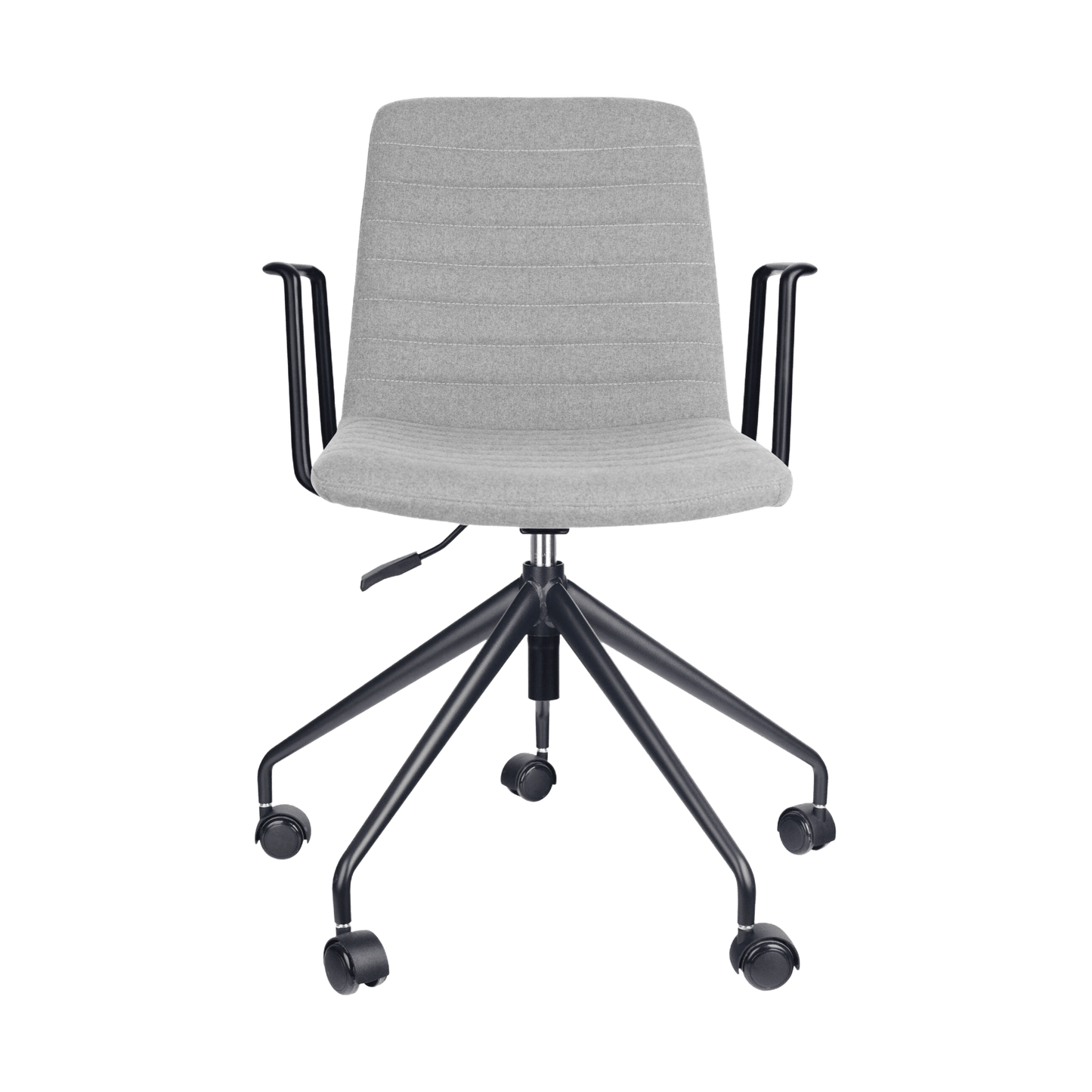 Pixel Swivel 5 Star Base Chair Light Grey Fabric Black With Arms - Office Furniture Company