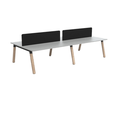 Plantation 4 Person Double Sided Desk with Radius Screens - 3