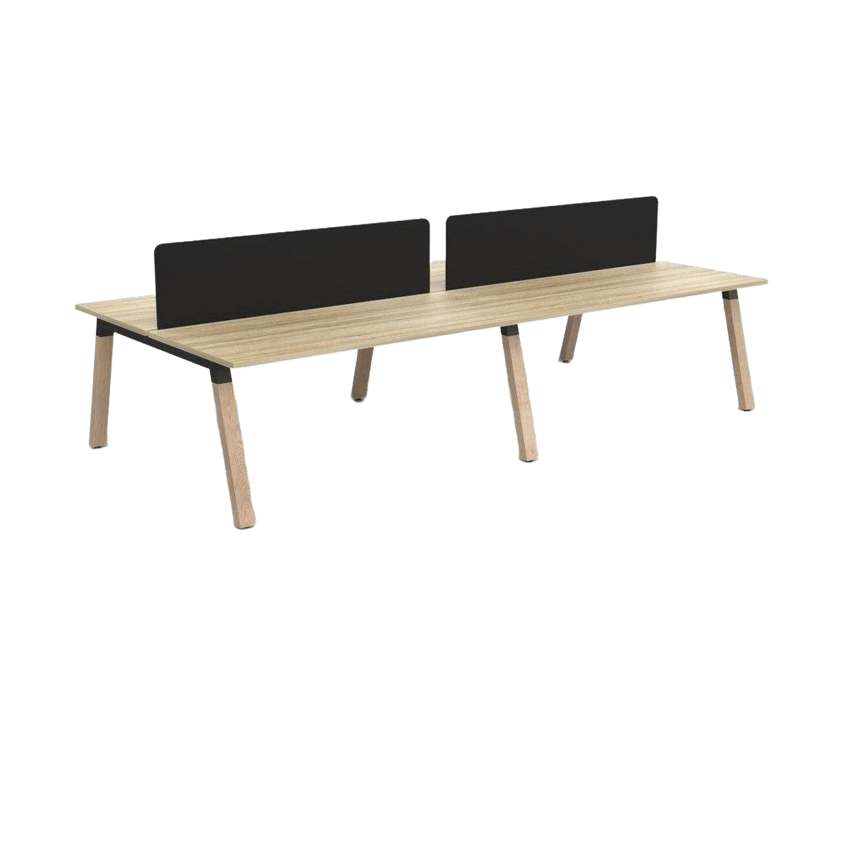 Plantation 4 Person Double Sided Desk with Radius Screens - 1