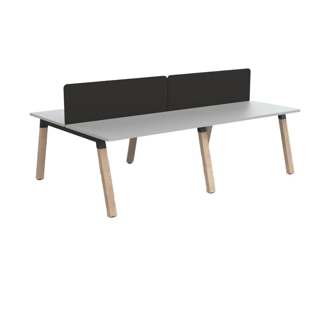 Plantation 4 Person Double Sided Desk with Radius Screens - 2