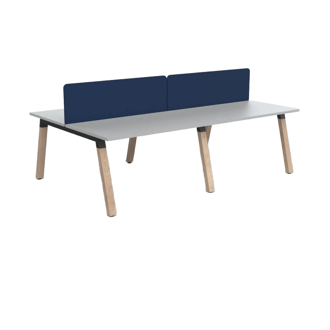 Plantation 4 Person Double Sided Desk with Radius Screens - 4