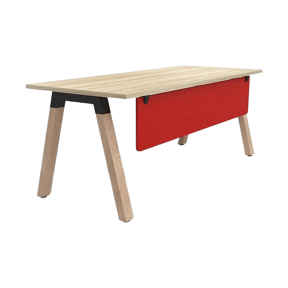 Plantation Single Office Desk with Modesty 1500 X 750 new - oak - melamine ignite - red - Office Furniture Company