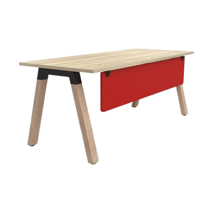 Plantation Single Office Desk with Modesty 1500 X 750 new - oak - melamine ignite - red - Office Furniture Company