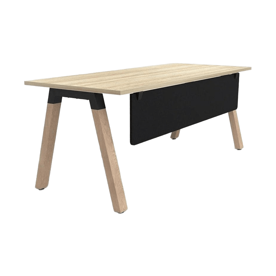 Plantation Single Office Desk with Modesty 1500 X 750 new - oak - melamine pure - black - Office Furniture Company